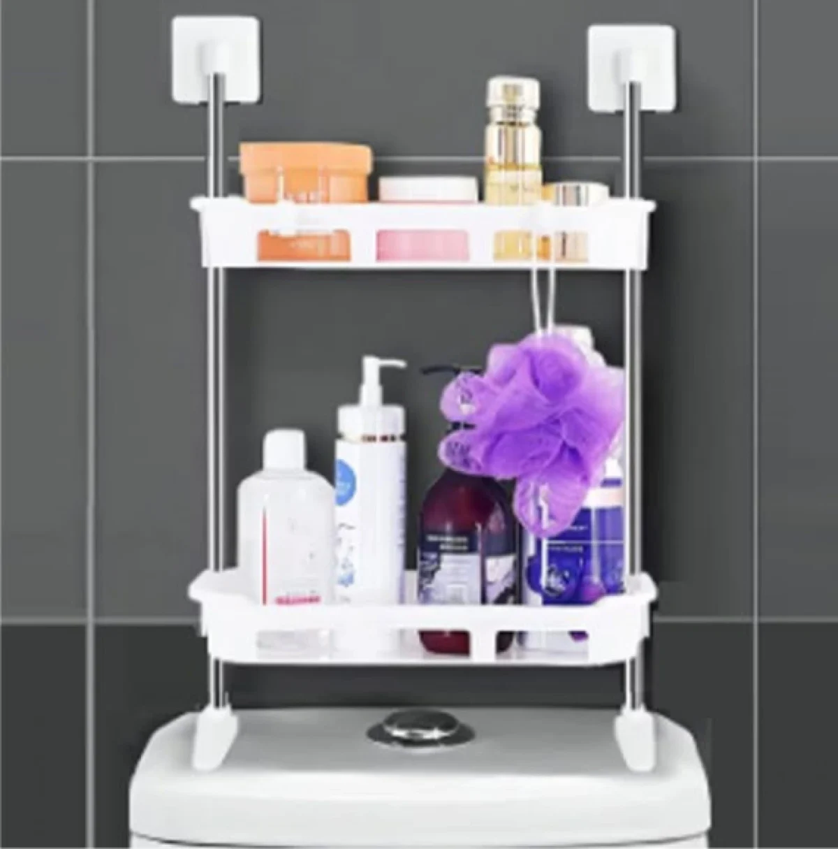 Ραφιέρα Επικαθήμενη στο Καζανάκι της Τουαλέτας 2 Επιπέδων Λευκή