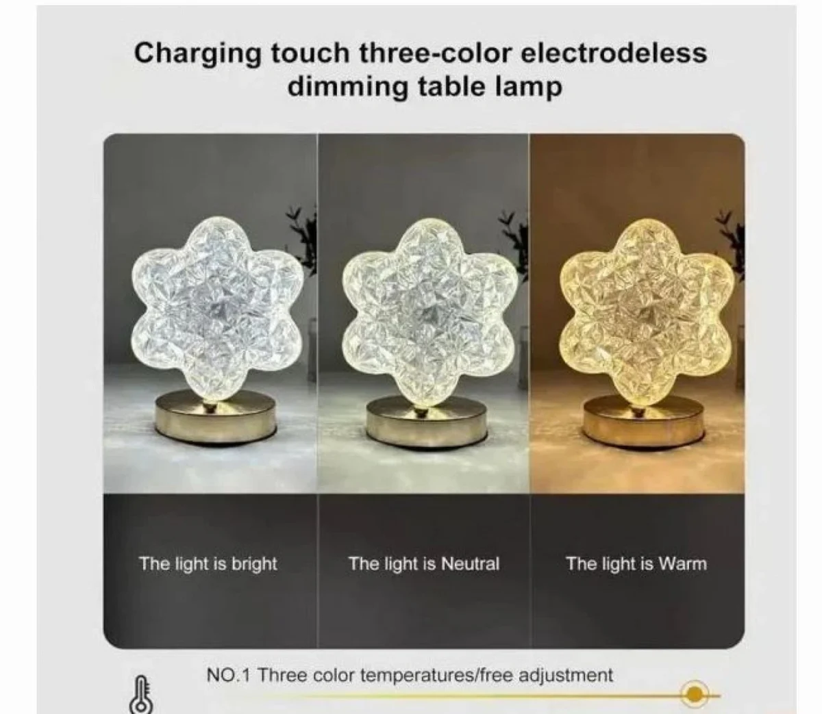 Επαναφορτιζόμενο LED Διακοσμητικό Στρογγυλό Φωτιστικό με Εφέ Κρυστάλλου 15x10x17