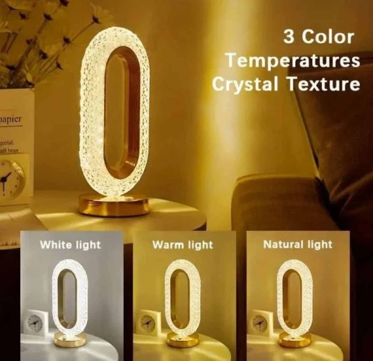 Επαναφορτιζόμενο LED Διακοσμητικό Όμικρον Φωτιστικό με Εφέ Κρυστάλλου 15x10x17