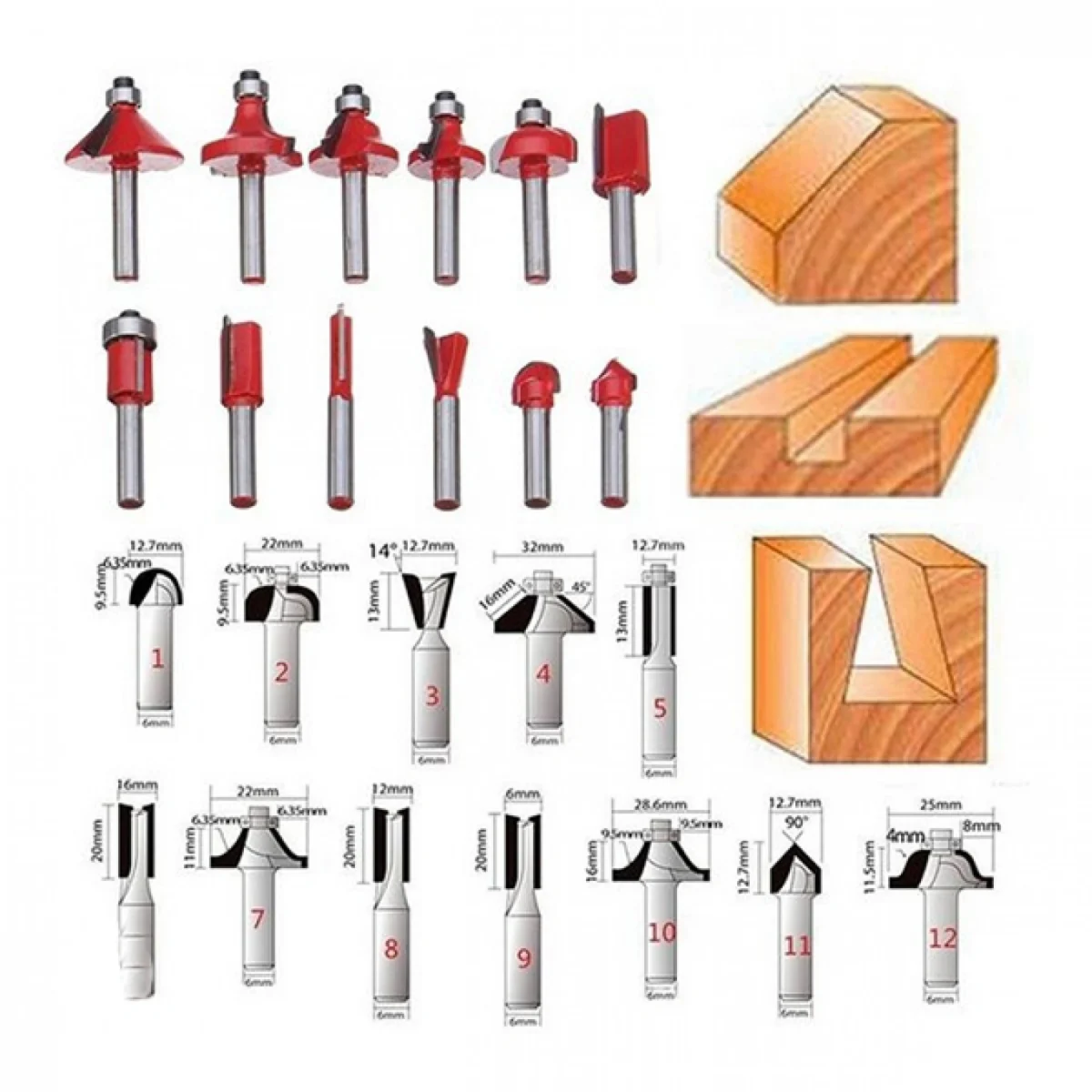 Σετ Μύτες Φρεζαρίσματος 12 τεμ. σε κασετίνα