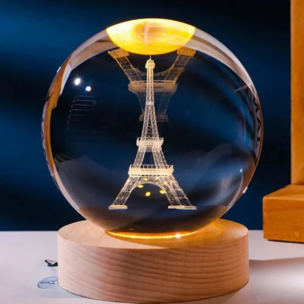 Φωτιστικό Κρυστάλλινη Σφαίρα Χαραγμένη Εσωτερικά με Λέιζερ -Πύργος του Eiffel