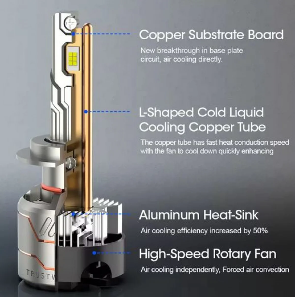 2 x Λαμπτήρες Conpex X8 Full Canbus LED Φώτα Πορείας Αυτοκινήτου 12V H11 100W (2x50W) 6000K 10000Lm