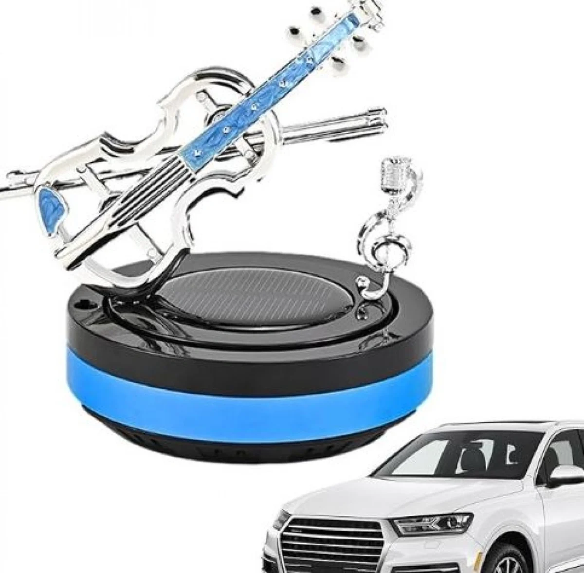 Περιστρεφόμενο Ηλιακό Αποσμητικό Χώρου Αυτοκινήτου με Διακοσμητικό Βιολί – Μπλε Καθαρός Ωκεανός