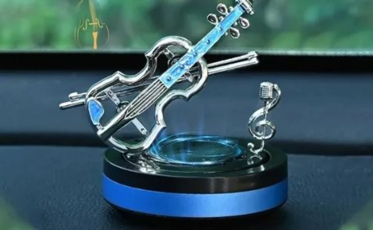 Περιστρεφόμενο Ηλιακό Αποσμητικό Χώρου Αυτοκινήτου με Διακοσμητικό Βιολί – Μπλε Καθαρός Ωκεανός