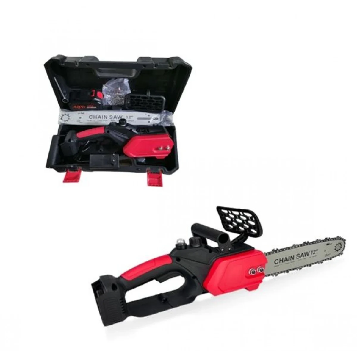 Ηλεκτρικό Επαναφορτιζόμενο Αλυσοπρίονο - Πριόνι με Λάμα 30εκ και 1 Μπαταρία 48v