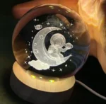 Φωτιστικό Κρυστάλλινη Σφαίρα Χαραγμένη Εσωτερικά με Λέιζερ - Τριαντάφυλλο - I Love You