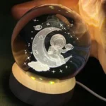 Φωτιστικό Κρυστάλλινη Σφαίρα Χαραγμένη Εσωτερικά με Λέιζερ - Τριαντάφυλλο - I Love You