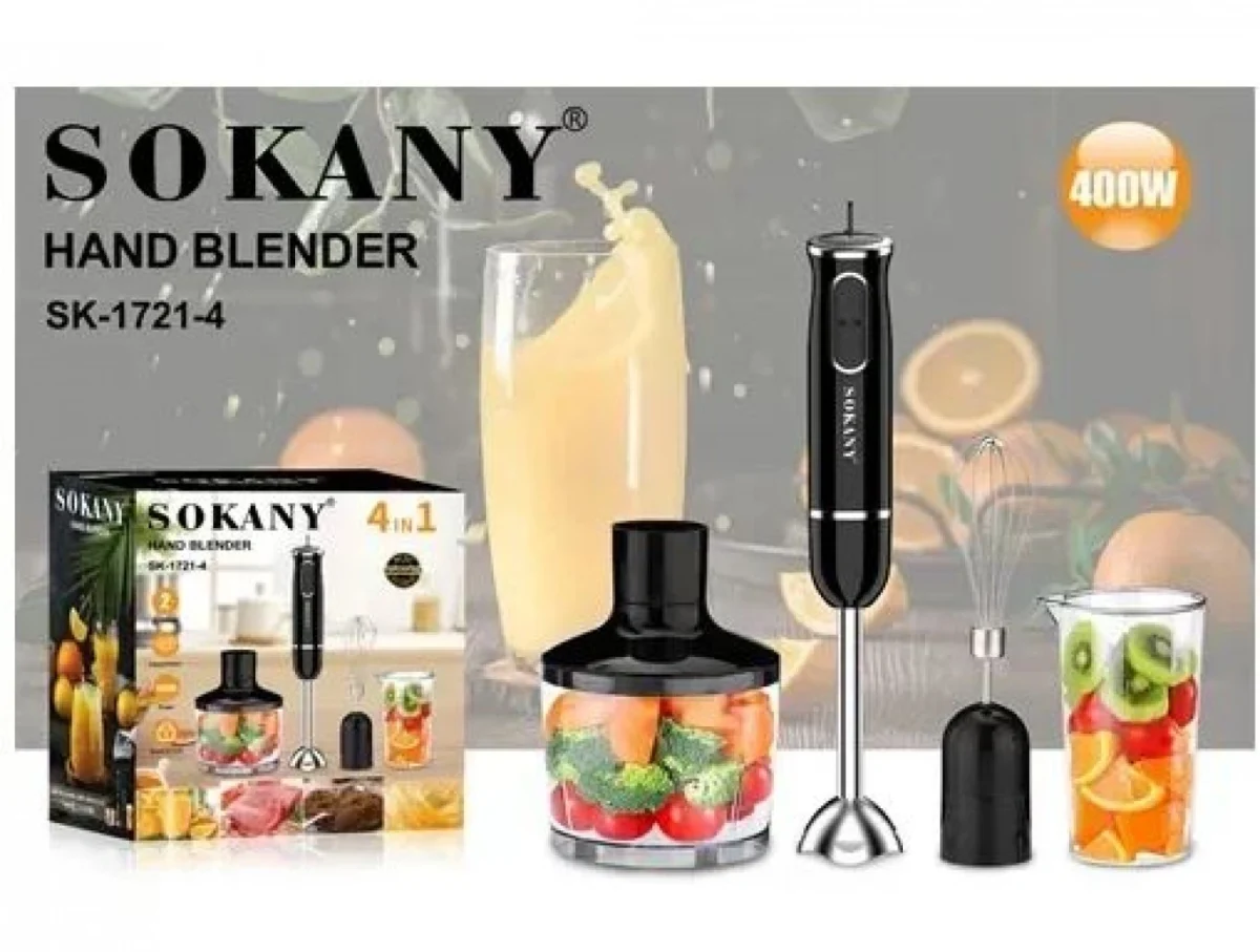 Μπλέντερ Χειρός με Ανοξείδωτη Ράβδο 400W Sokany SK-1721-4 Μαύρο