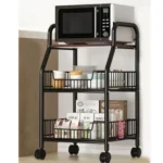 Τροχήλατη Ραφιέρα - Καρότσι Τεσσάρων Επιπέδων με 4 Ράφια και Ροδάκια Τρόλεϊ Οργάνωσης Διακόσμησης490x33x115 cm Μαύρο