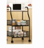 Τροχήλατη Ραφιέρα - Καρότσι Τεσσάρων Επιπέδων με 4 Ράφια και Ροδάκια Τρόλεϊ Οργάνωσης Διακόσμησης490x33x115 cm Μαύρο