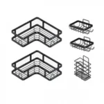 Επιτοίχιο Αυτοκόλλητο Μεταλλικό Ραφάκι Μπάνιου - Κουζίνας Μαύρο 30x12,5x5,5εκ.