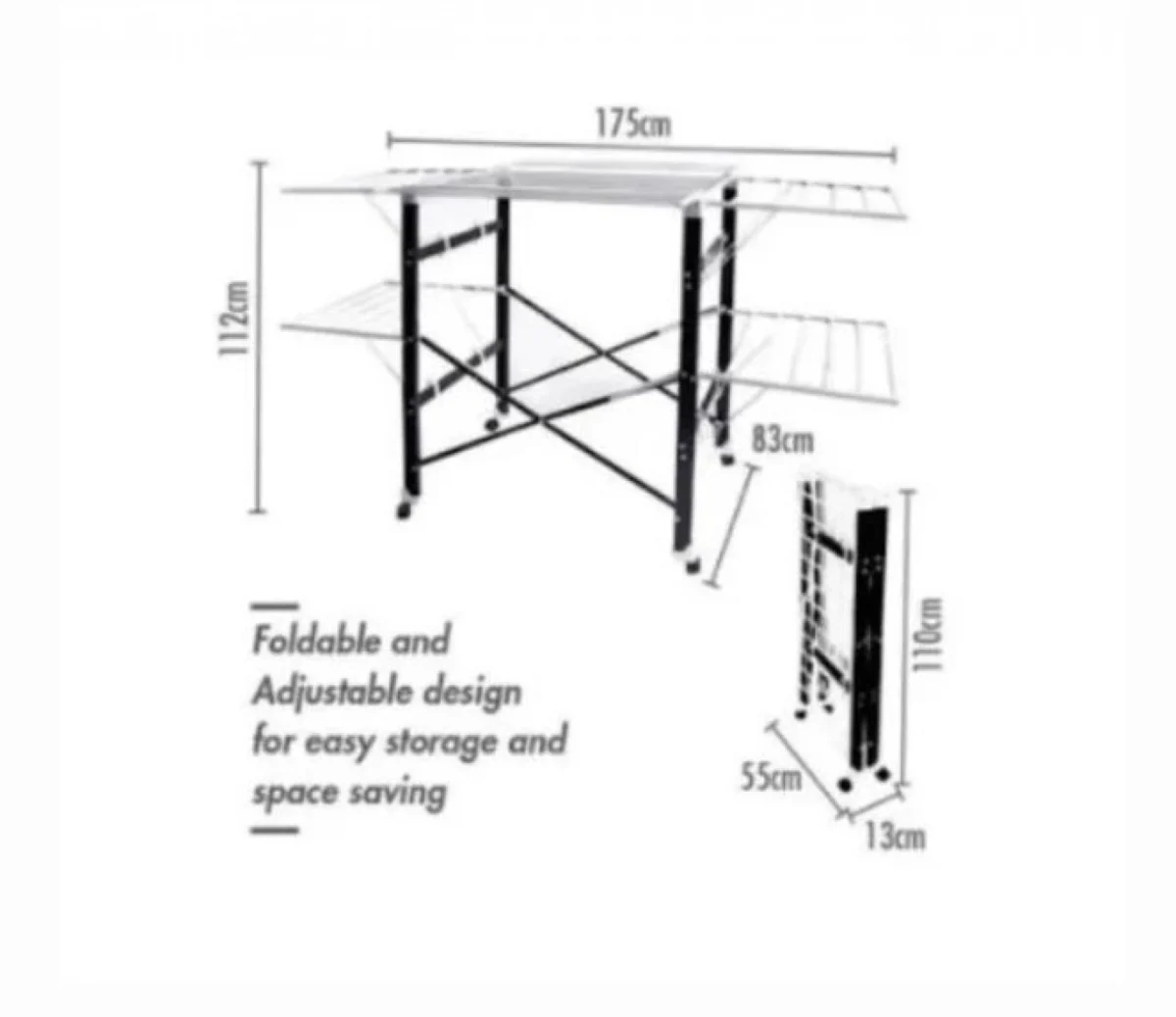 Μεταλλική Απλώστρα Ρούχων για Κάγκελο 32x60cm Αλουμινίου με Πλαστικές Λεπτομέρειες