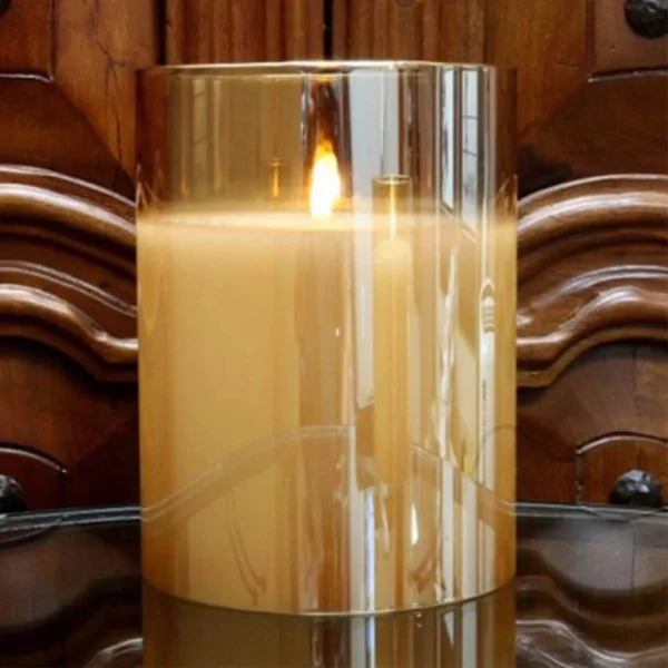 Κερί 10x7.5εκ με Led Φλόγα που Τρεμοπαίζει σε Γυάλινο Ποτήρι