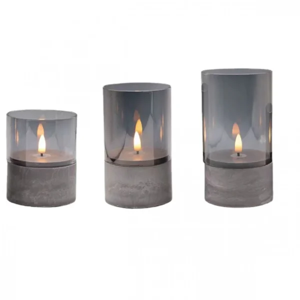 Σετ 3 Γυάλινα Κηροπήγια Με Διάμετρο 8cm