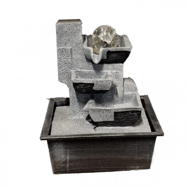 Διακοσμητικό Συντριβάνι Feng Shui Καταρράκτης Τρεχούμενου Νερού με Εφέ LED Φωτισμού και Κρυστάλλινη Σφαίρα 26x21x15.5cm