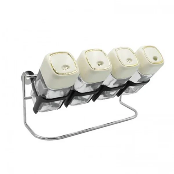 Σετ 6 Δοχεία Μπαχαρικών με Ενσωματωμένο Κουταλάκι και Περιστρεφόμενη Βάση JM-620