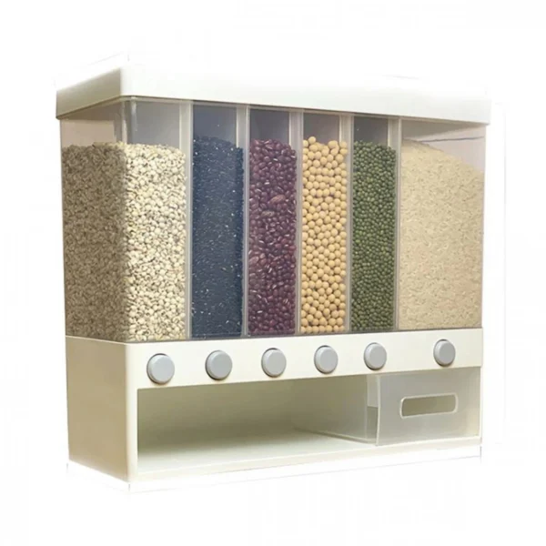 Επιτοίχιος και Επιτραπέζιος Διανεμητής για Όσπρια, Δημητριακά, Μπαχαρικά, Ξηρούς Καρπούς 10Lt με 5 Δοχεία