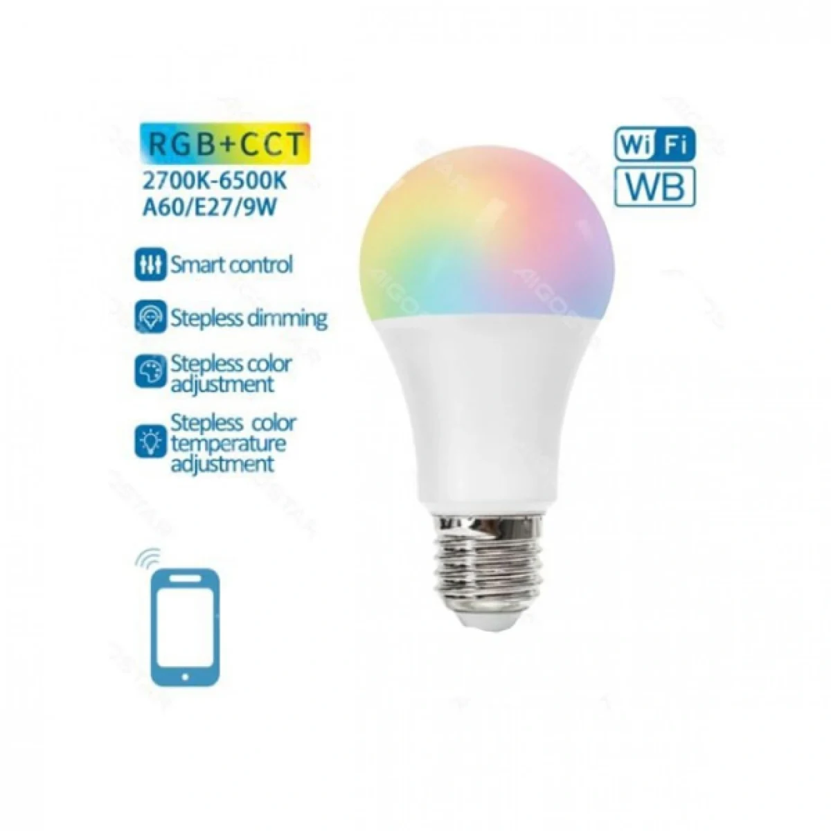 Aigostar Smart WiFi Λάμπα Led E27, 806 Lumens