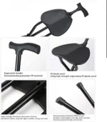Μαύρο Πτυσσόμενο Μπαστούνι Αλουμινίου με Κάθισμα