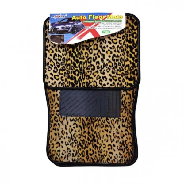 Πατάκια Αυτοκινήτου Μοκέτα/Λάστιχο Σετ 4 Τεμαχίων Leopard