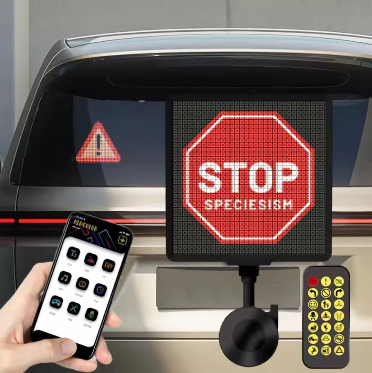 LED Smart Screen Pixel Οθόνη για το Πίσω Τζάμι του Αυτοκινήτου με Βεντούζα Στήριξης 32x32cm