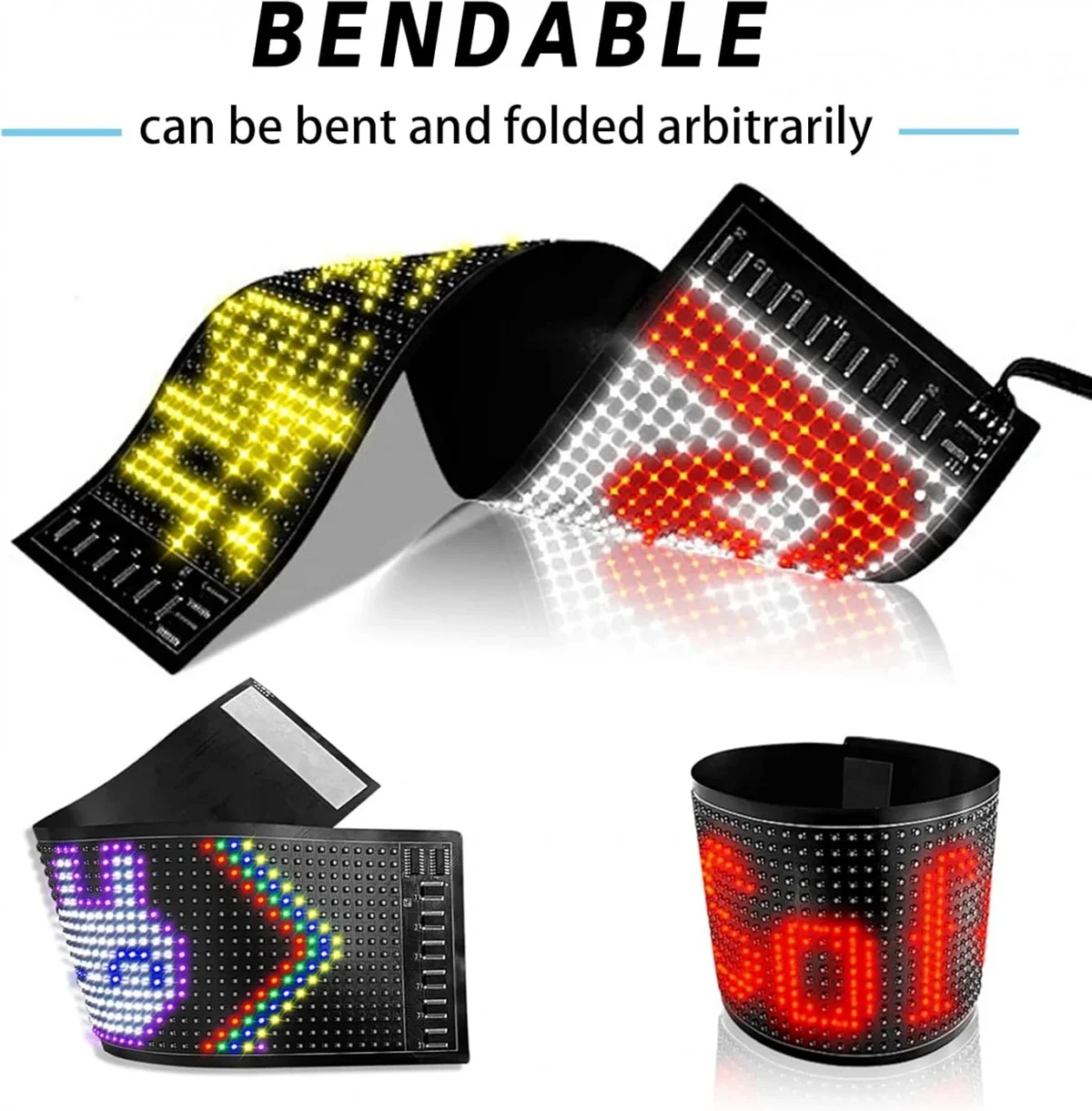 LED Εύκαμπτη Οθόνη Πάνελ - Πινακίδα Bluetooth με Προσαρμοσμένο Κείμενο και Κινούμενη Εικόνα μέσω App 10×37εκ