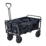 Μαύρο Φορητό Πολυλειτουργικό Αναδιπλούμενο Υφασμάτινο Καρότσι με Μεταλλικό Σκελετό 64x62x40 cm