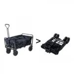 Μαύρο Φορητό Πολυλειτουργικό Αναδιπλούμενο Υφασμάτινο Καρότσι με Μεταλλικό Σκελετό 64x62x40 cm