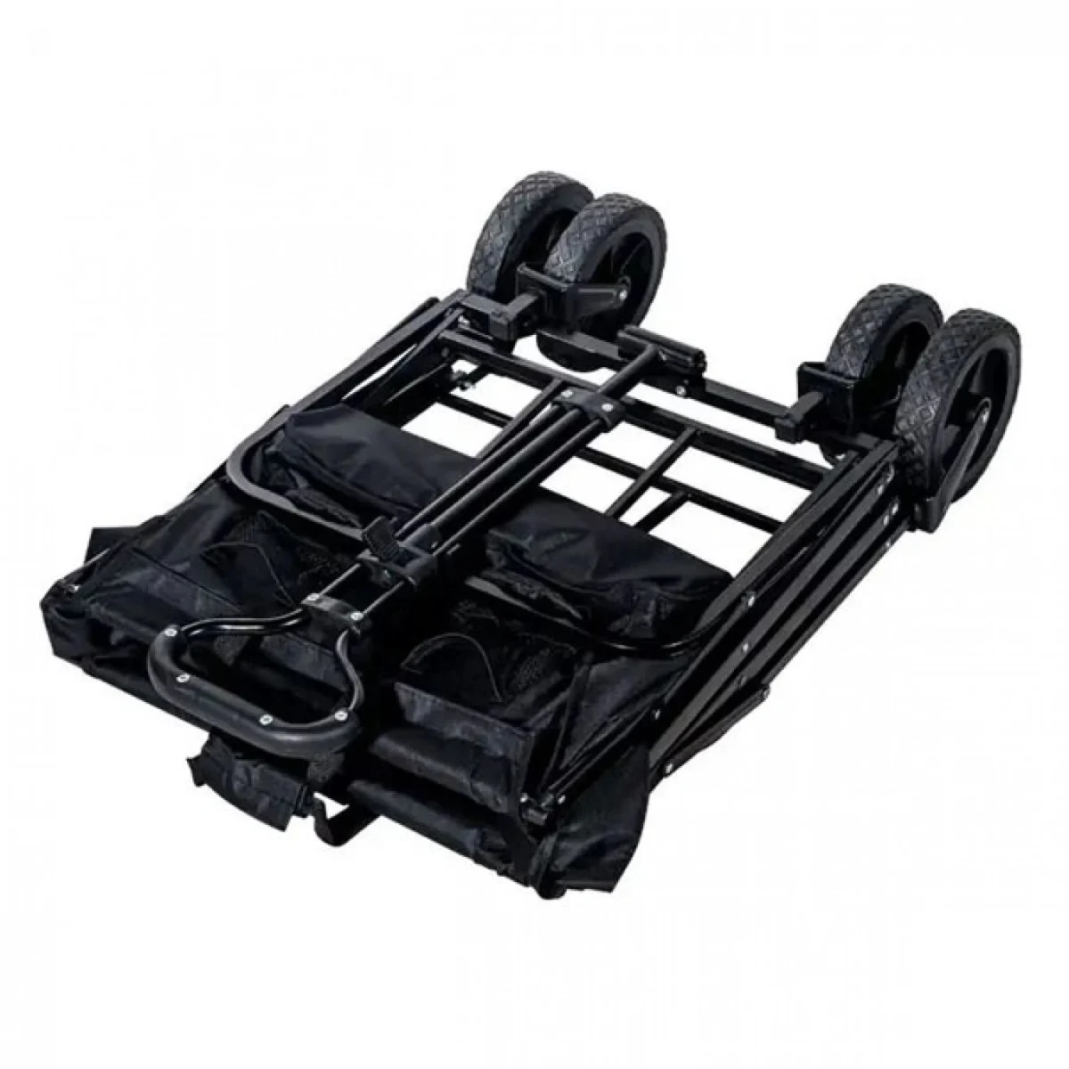 Μαύρο Φορητό Πολυλειτουργικό Αναδιπλούμενο Υφασμάτινο Καρότσι με Μεταλλικό Σκελετό 64x62x40 cm