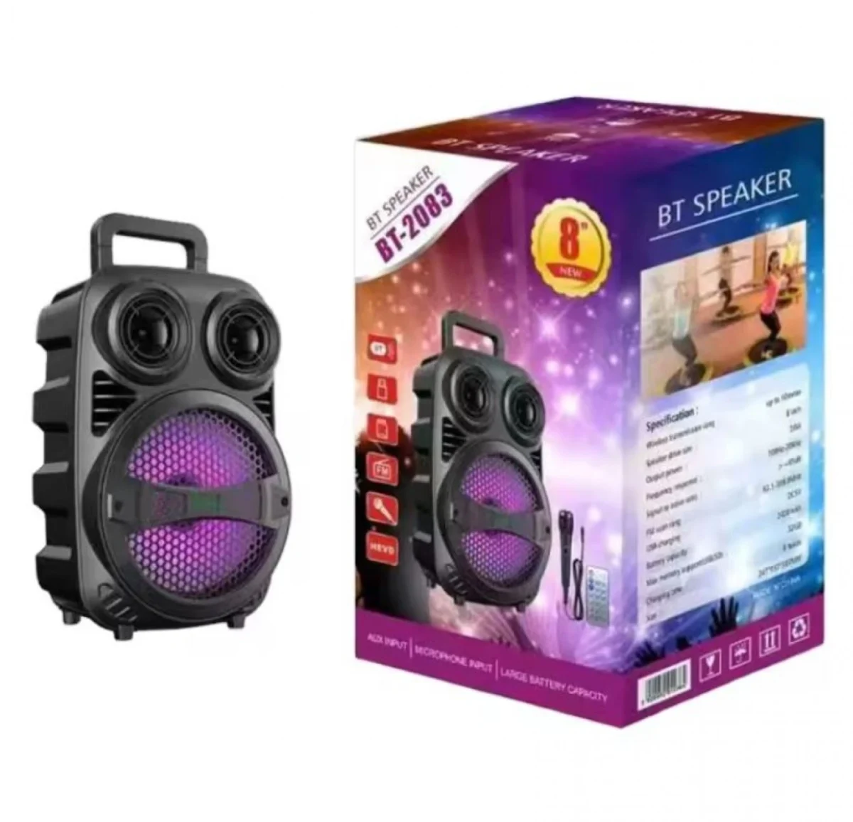 Φορητό Στερεοφωνικό Ασύρματο Ηχείο Karaoke USB Φόρτισης με Ενσύρματο Μικρόφωνο Bluetooth Speaker Μαύρο BT-2083