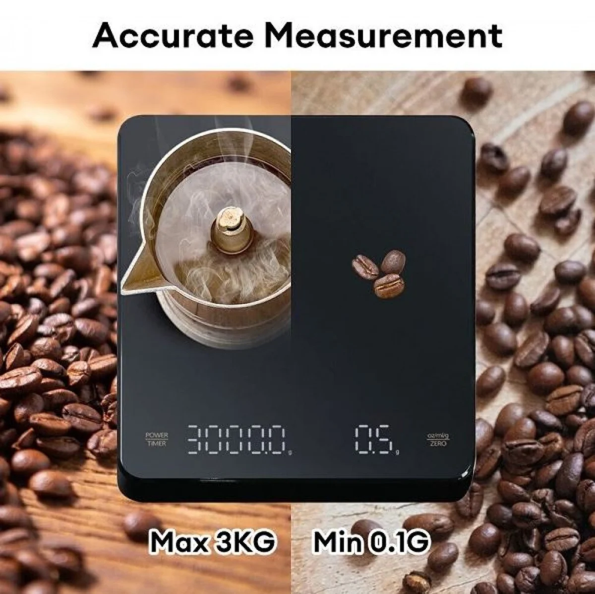 Επαναφορτιζόμενη Ψηφιακή Ζυγαριά Ακριβείας Κουζίνας AB-C04 Μαύρη με Μέτρηση από 0,1g έως 3kg