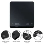 Επαναφορτιζόμενη Ψηφιακή Ζυγαριά Ακριβείας Κουζίνας AB-C04 Μαύρη με Μέτρηση από 0,1g έως 3kg