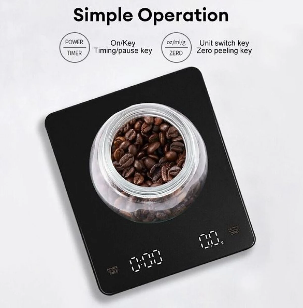 Επαναφορτιζόμενη Ψηφιακή Ζυγαριά Ακριβείας Κουζίνας AB-C04 Μαύρη με Μέτρηση από 0,1g έως 3kg