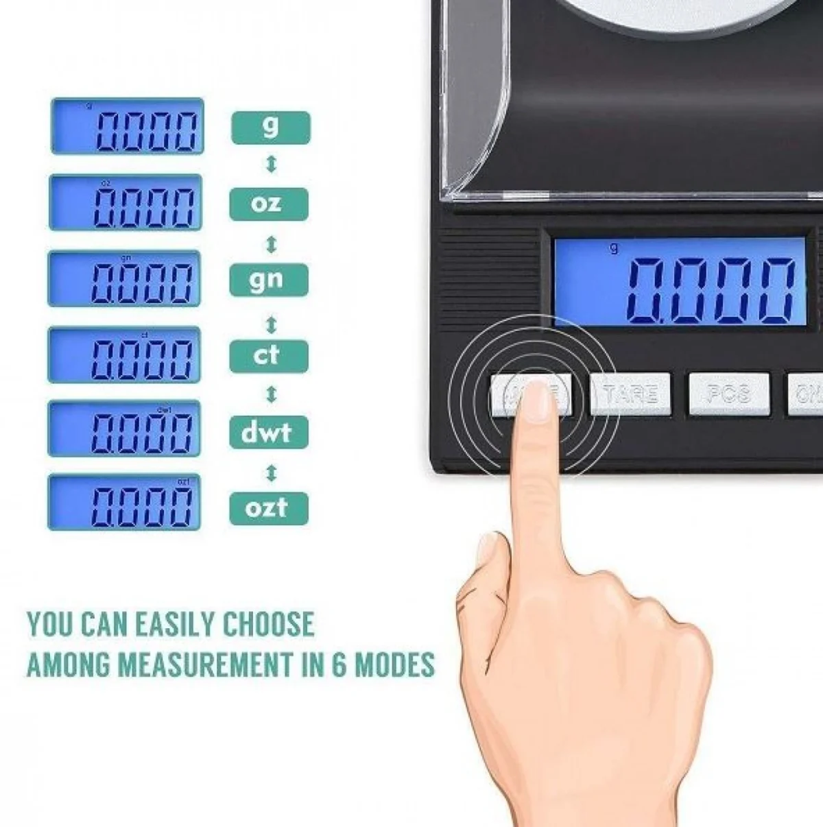 Μίνι Ζυγαριά Ακριβείας AB-C06 με Διαφανές Προστατευτικό Κάλυμμα 0,001g-100g