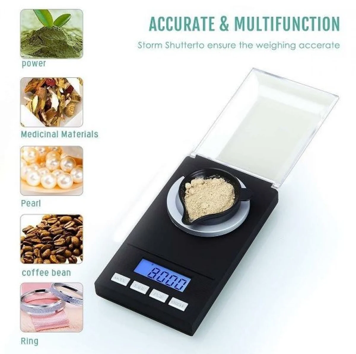 Μίνι Ζυγαριά Ακριβείας AB-C06 με Διαφανές Προστατευτικό Κάλυμμα 0,001g-100g
