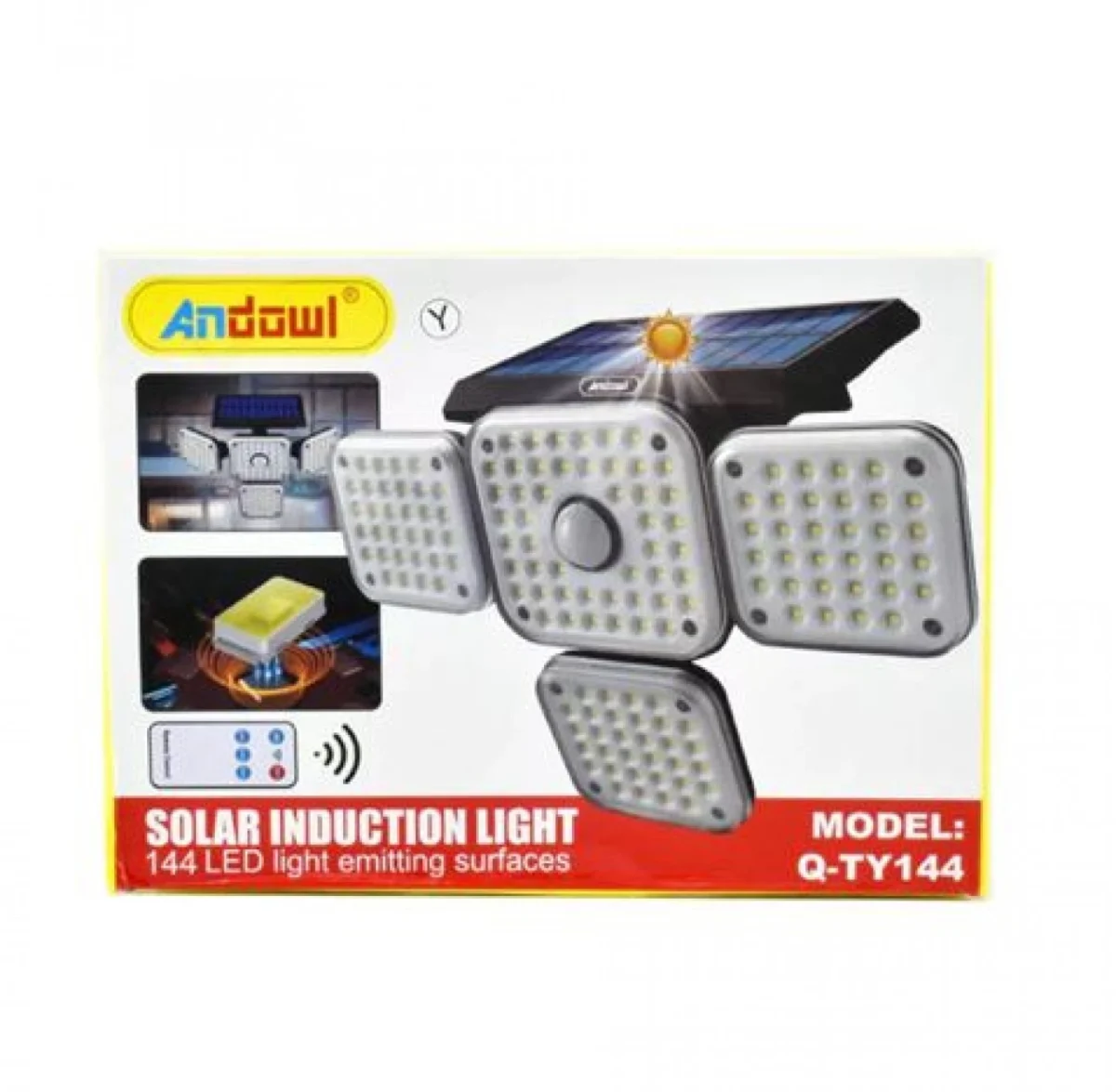 Αδιάβροχο IP65 Επιτοίχιο Ηλιακό Φωτιστικό 144LED με Αισθητήρα Κίνησης Andowl Q-TY144 – Μαύρο