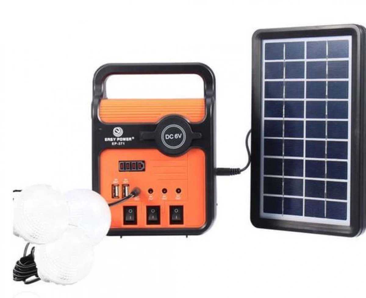 Mini Ηλιακό Σύστημα Φωτισμού με Powerbank USB, Ηλιακό Πάνελ 3.5W & 2 x Προβολείς με Cob LED 100LM - Solar Panel Lightning System