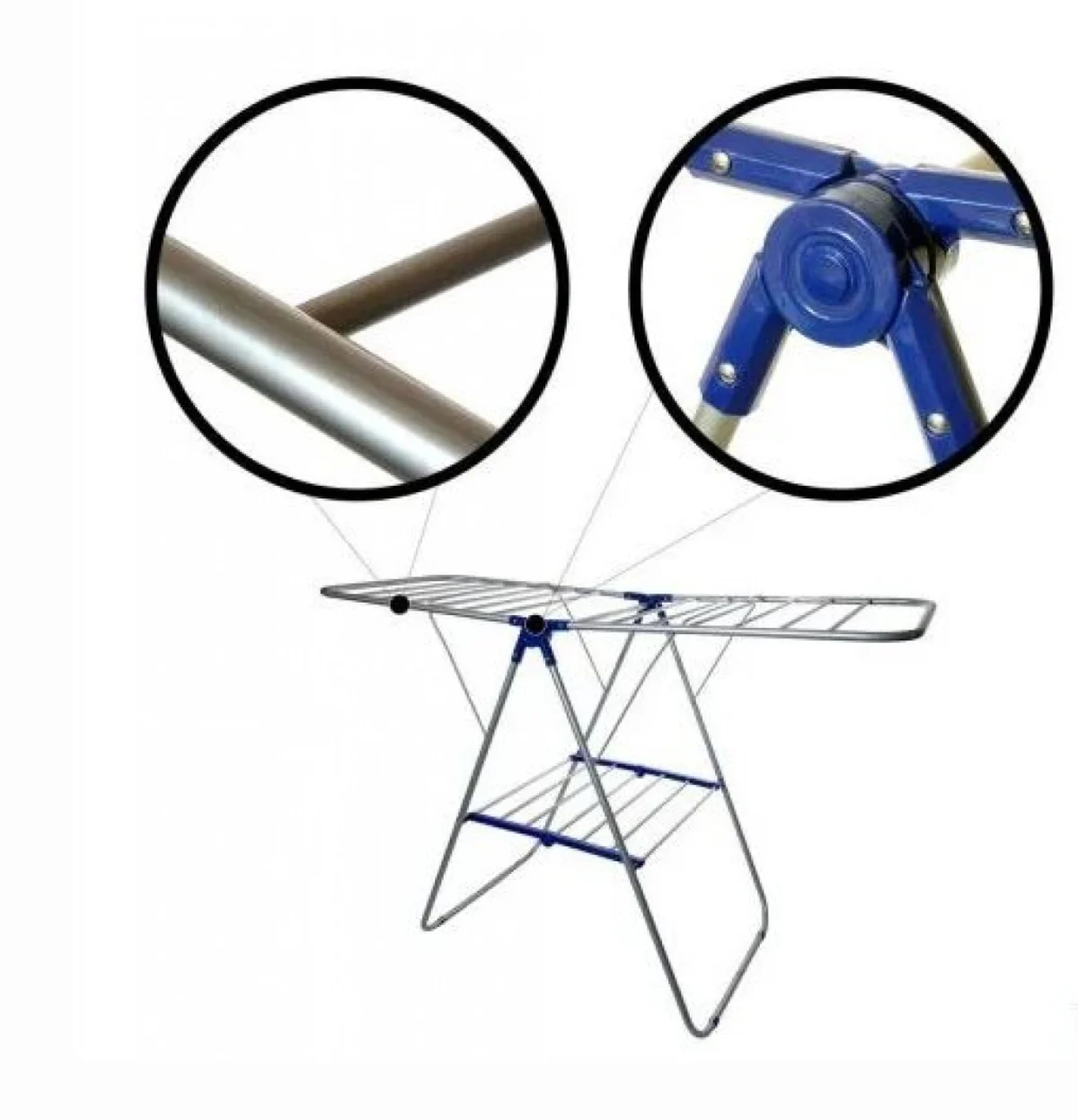 Πτυσσόμενη Απλώστρα Δαπέδου Στεγνώματος Ρούχων Δύο Επιπέδων από Πλαστικό με Πτερύγια Λευκό