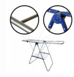 Πτυσσόμενη Απλώστρα Δαπέδου Στεγνώματος Ρούχων Δύο Επιπέδων από Πλαστικό με Πτερύγια Λευκό