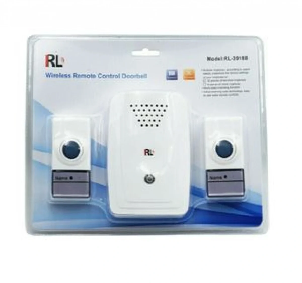 Σετ Ασύρματο Κουδούνι Πόρτας με 1 Μπουτόν και 2 Δέκτες Μπαταρίας με RGB LED Φωτισμό RL-2R3995 Λευκό