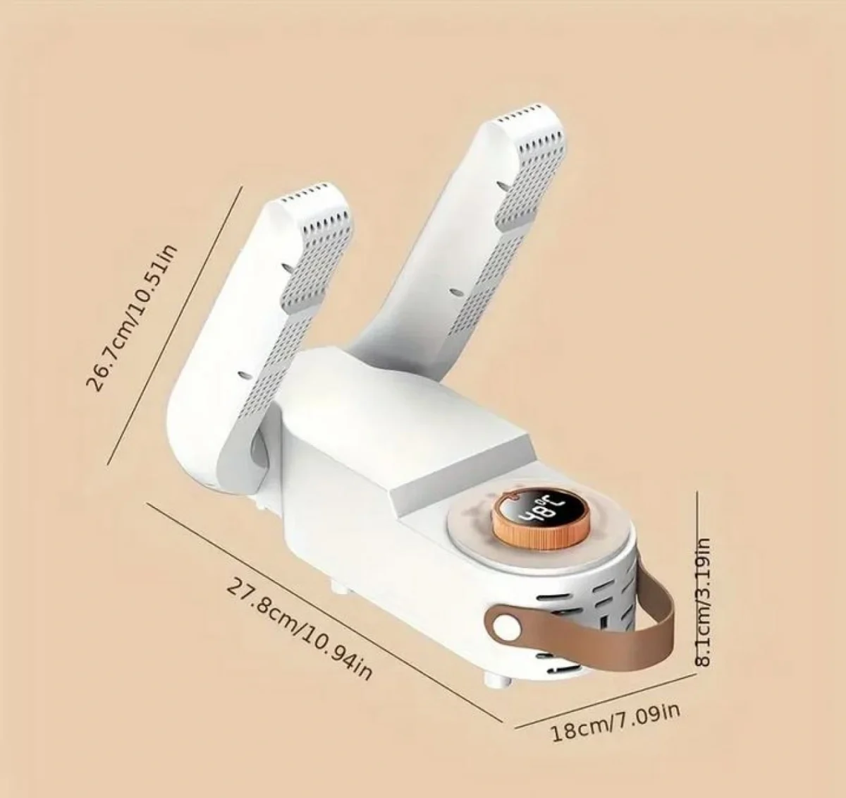 Ηλεκτρικός Αποστειρωτής UV & Στεγνωτήρας Παπουτσιών 2 σε 1 - Καταπολέμηση Οσμών - 2 x Mini Αερόθερμα Λευκό