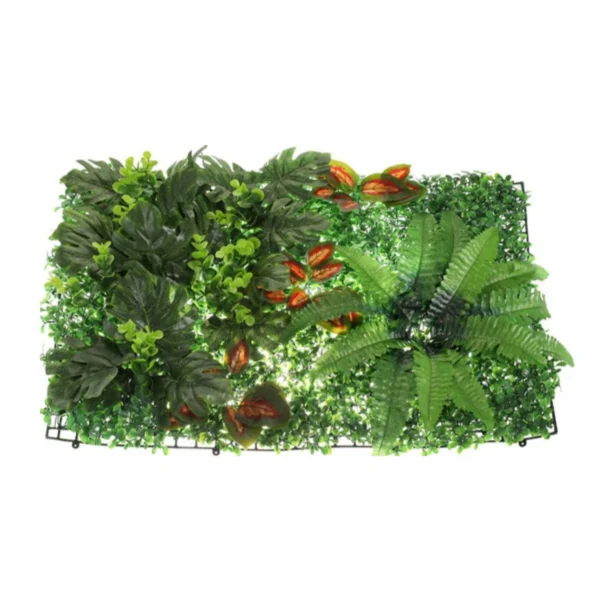 Τεχνητό Φύλλωμα σε Πλακίδιο 50x50cm με Μικρά Λουλούδια για Διακόσμηση – Επένδυση Τοίχου