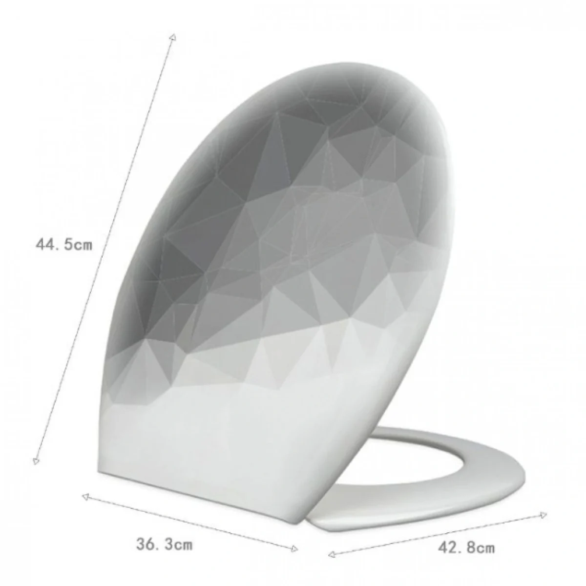 Καπάκι Λεκάνης Πλαστικό με Σχέδιο σε Γκρι Αποχρώσεις, 44.5x42.8x36.3cm