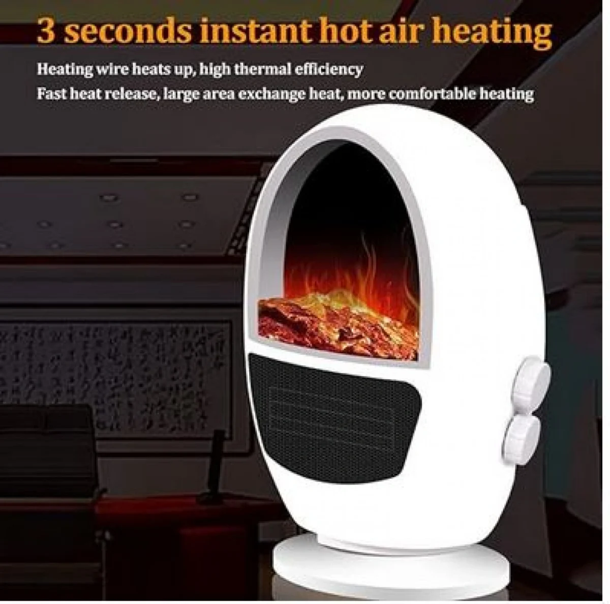 Μίνι Τζάκι Αερόθερμο 500Watt με Εφέ Φλόγας - Σόμπα Πρίζας με Θερμοστάτη, Χρονοδιακόπτη, LED Οθόνη & Τηλεχειριστήριο - Flame Heater ΟΕΜ