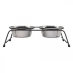 Ανοξείδωτο Μπολ Φαγητού & Νερού για Σκύλο με Βάση 2 Θέσεων 39x17.5x9cm