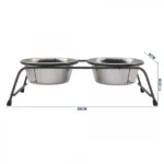 Ανοξείδωτο Μπολ Φαγητού & Νερού για Σκύλο με Βάση 2 Θέσεων 39x17.5x9cm