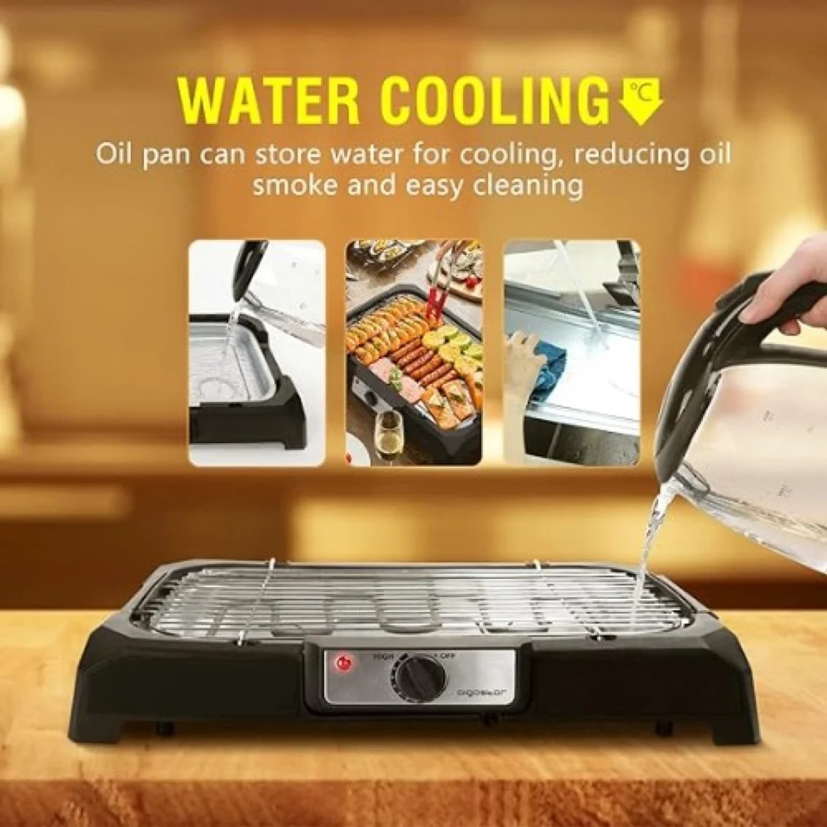 Ηλεκτρική Ψησταριά Σχάρας BBQ 2000W με Ρυθμιζόμενο Θερμοστάτη - Electric Grill Hoomei HM-5948