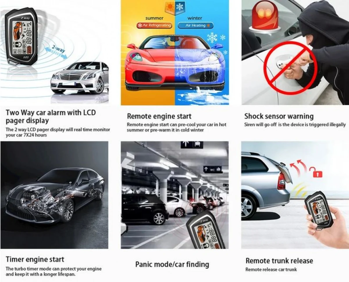 Τηλεχειριζόμενο Σύστημα Συναγερμού Αυτοκινήτου - Σειρήνα Tηλεειδοποίηση Aμφίδρομος Αντικραδασμικό με 2 Τηλεχειριστήρια - Car Alarm