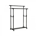 Φορητή Κρεμάστρα Διπλού Πόλου Μαύρη - Δαπέδου & Παπουτσοθήκη με 1 Ράφι 78x150x42cm