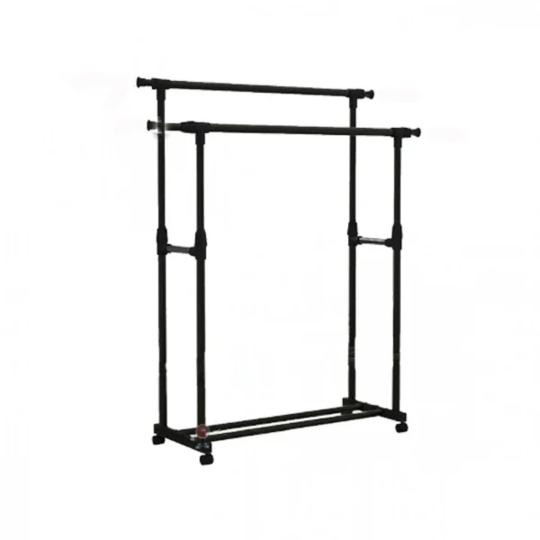 Φορητή Κρεμάστρα Διπλού Πόλου Μαύρη - Δαπέδου & Παπουτσοθήκη με 1 Ράφι 78x150x42cm